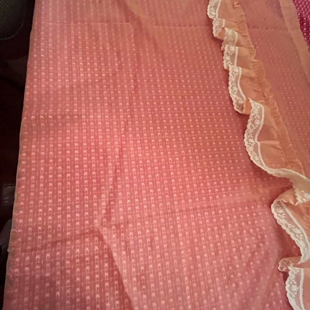 Vintage Sears peachy Voile Shower Curtain/ Firm Price